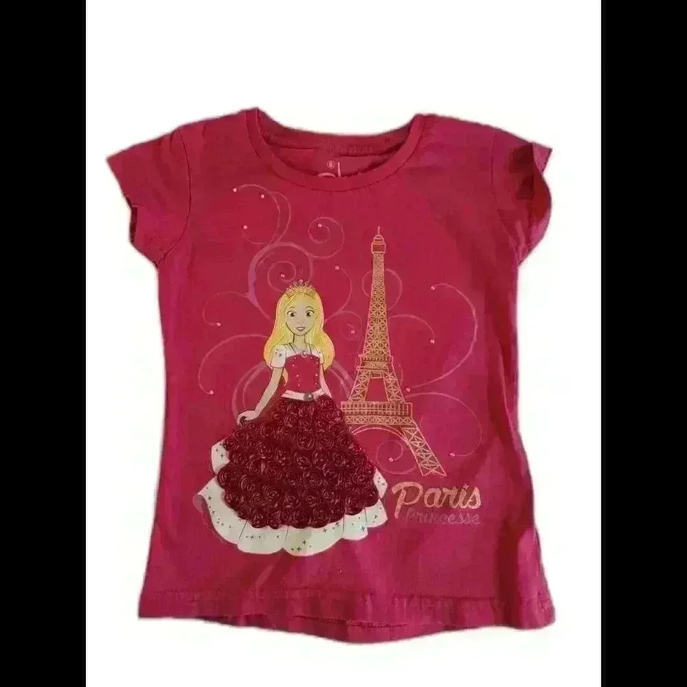 Girls' Pink Eiffel Tower Princess T-Shirt